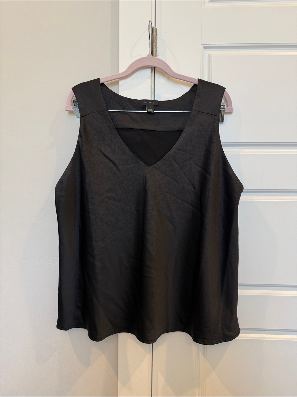 Halogen Black V-Neck Silk-Look Camisole